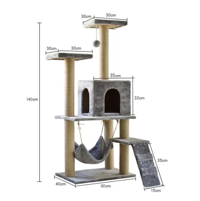 Cat Tree Tower – Multi-Level Scratching Post with Hammock thumbnail 1