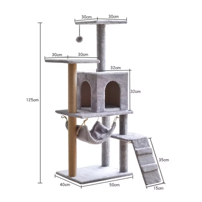 Cat Tree Tower – Multi-Level Scratching Post with Hammock thumbnail 2