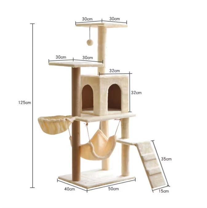 Cat Tree Tower – Multi-Level Scratching Post with Hammock