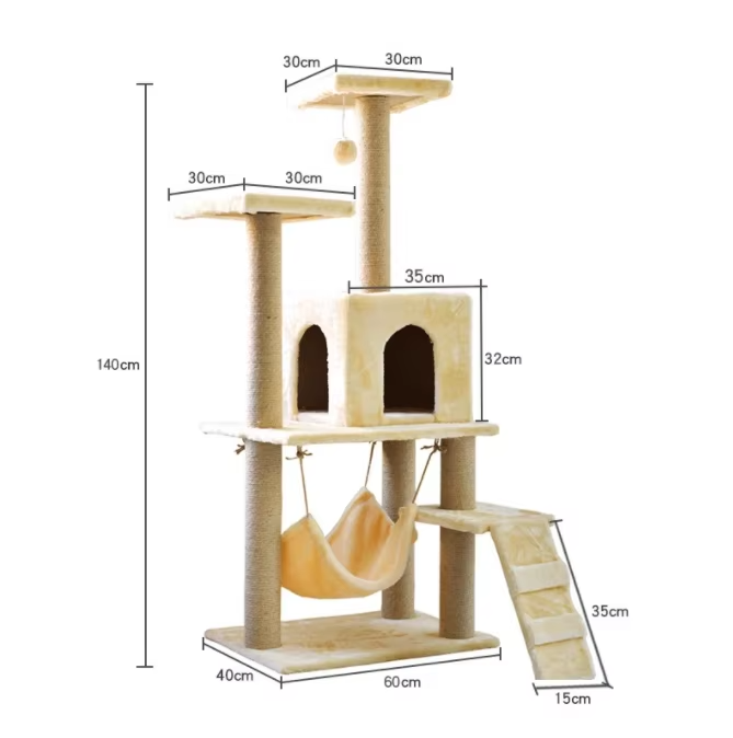 Cat Tree Tower – Multi-Level Scratching Post with Hammock