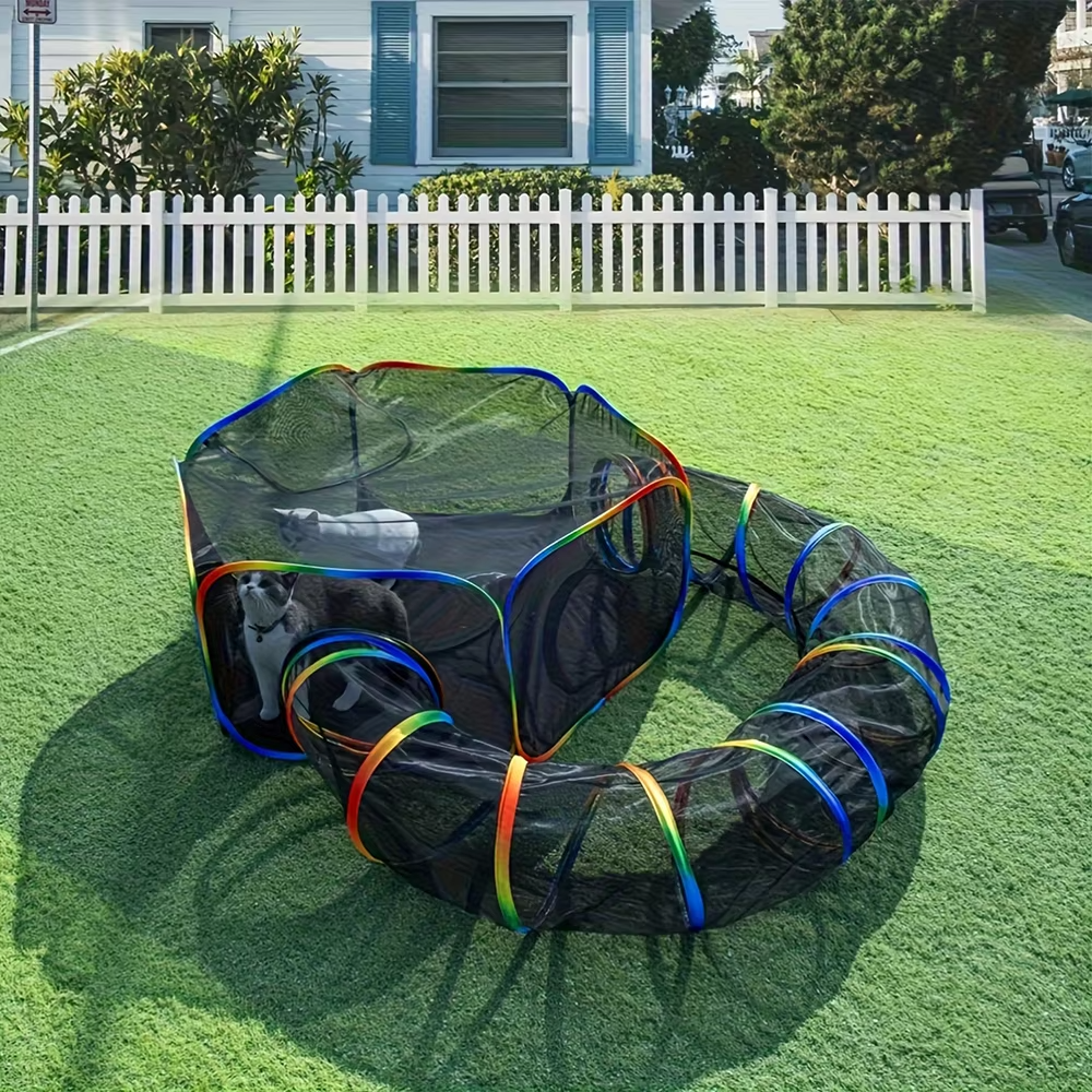 Outdoor Cat Tent and Tunnel – Portable Play Enclosure for Pets