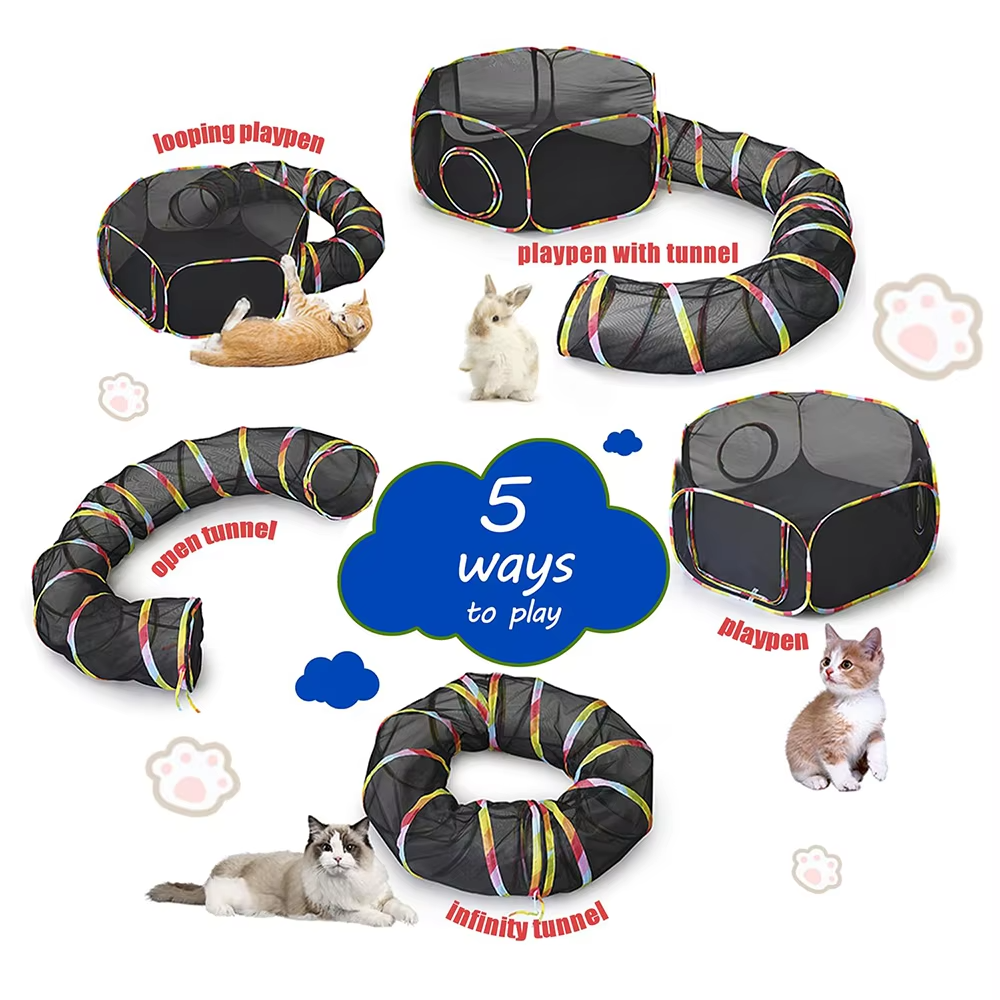 Outdoor Cat Tent and Tunnel – Portable Play Enclosure for Pets thumbnail 3