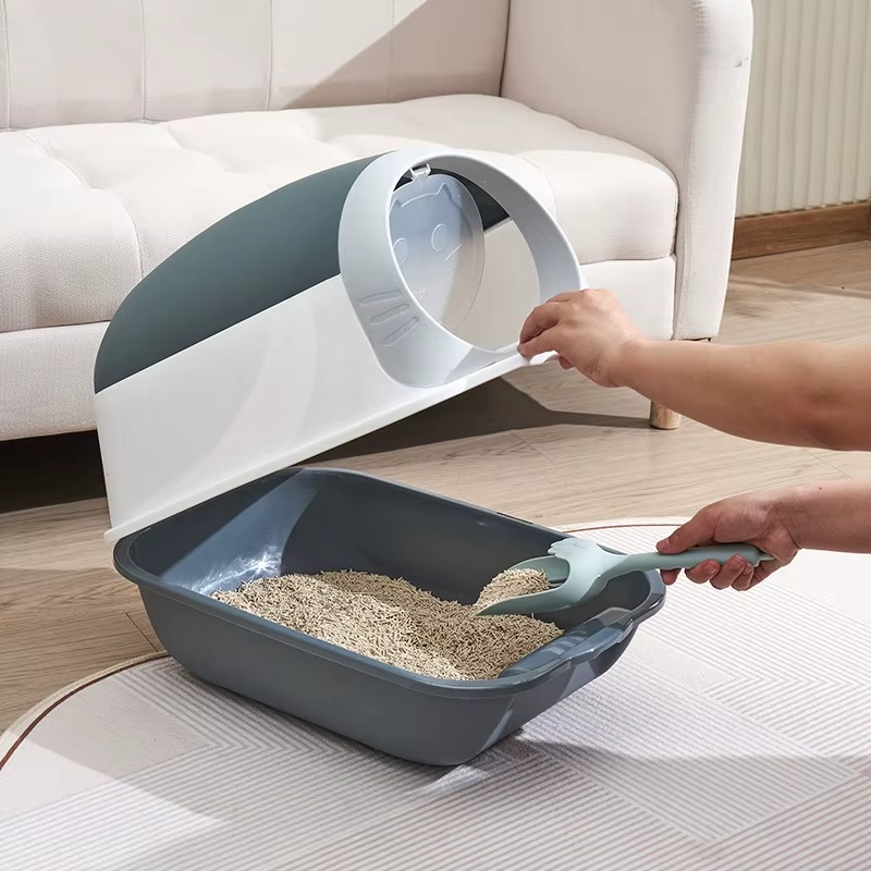 Foldable Enclosed Cat Litter Box with Drawer & Scoop thumbnail 3