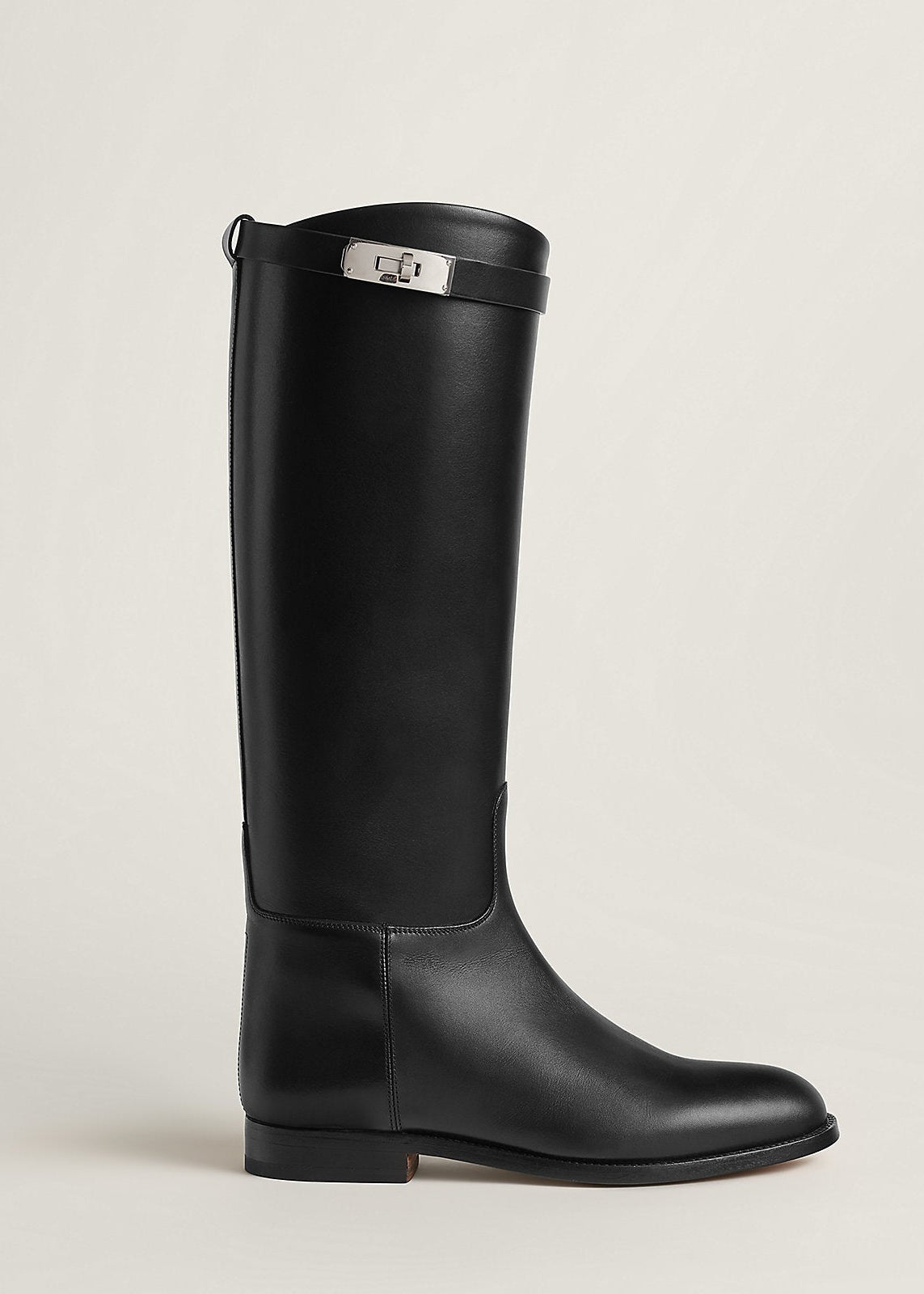 Bottes Cavalières Plates en Cuir Noir