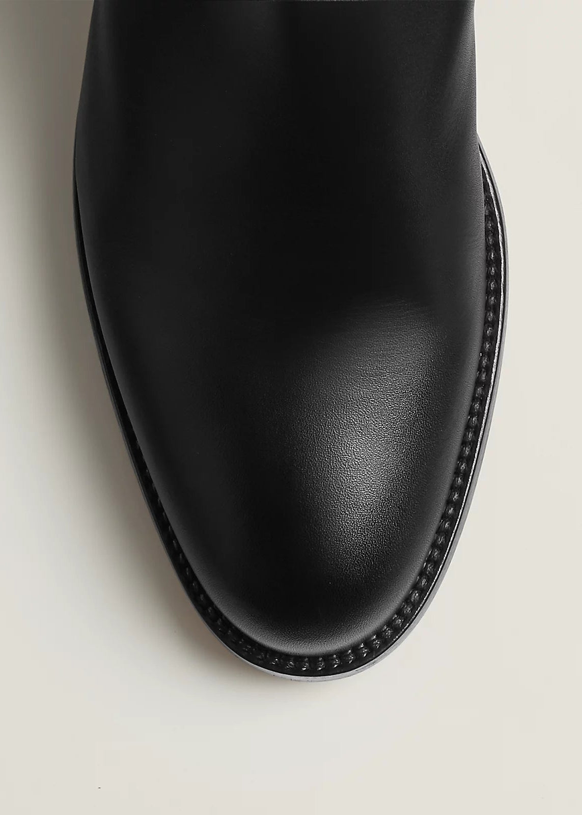 Bottes Cavalières Plates en Cuir Noir thumbnail 4