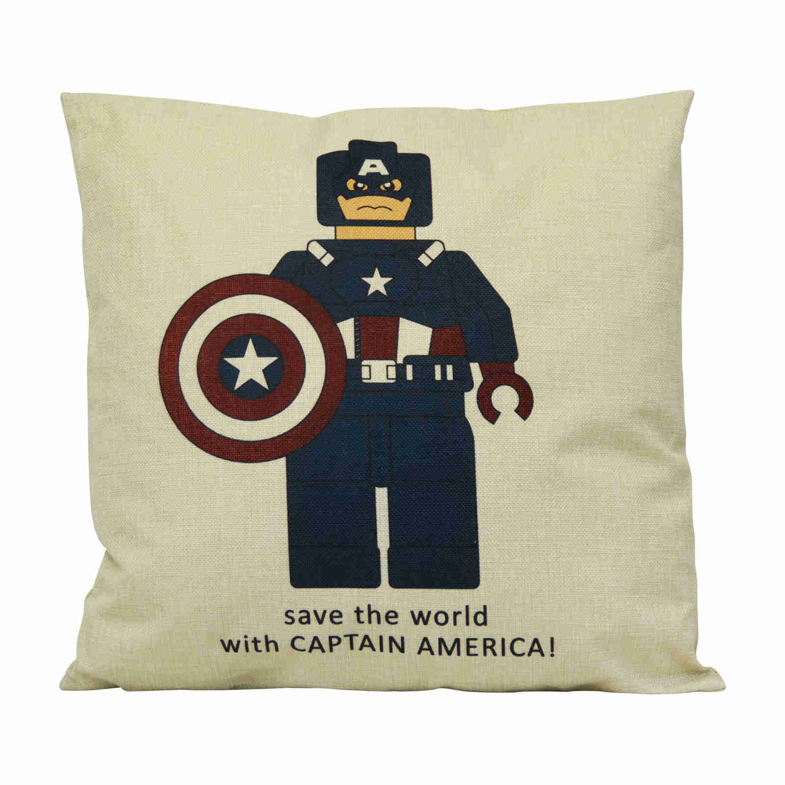 Coussin Captain America Style Garni En Coton 45x45 Avec Fermeture Éclair