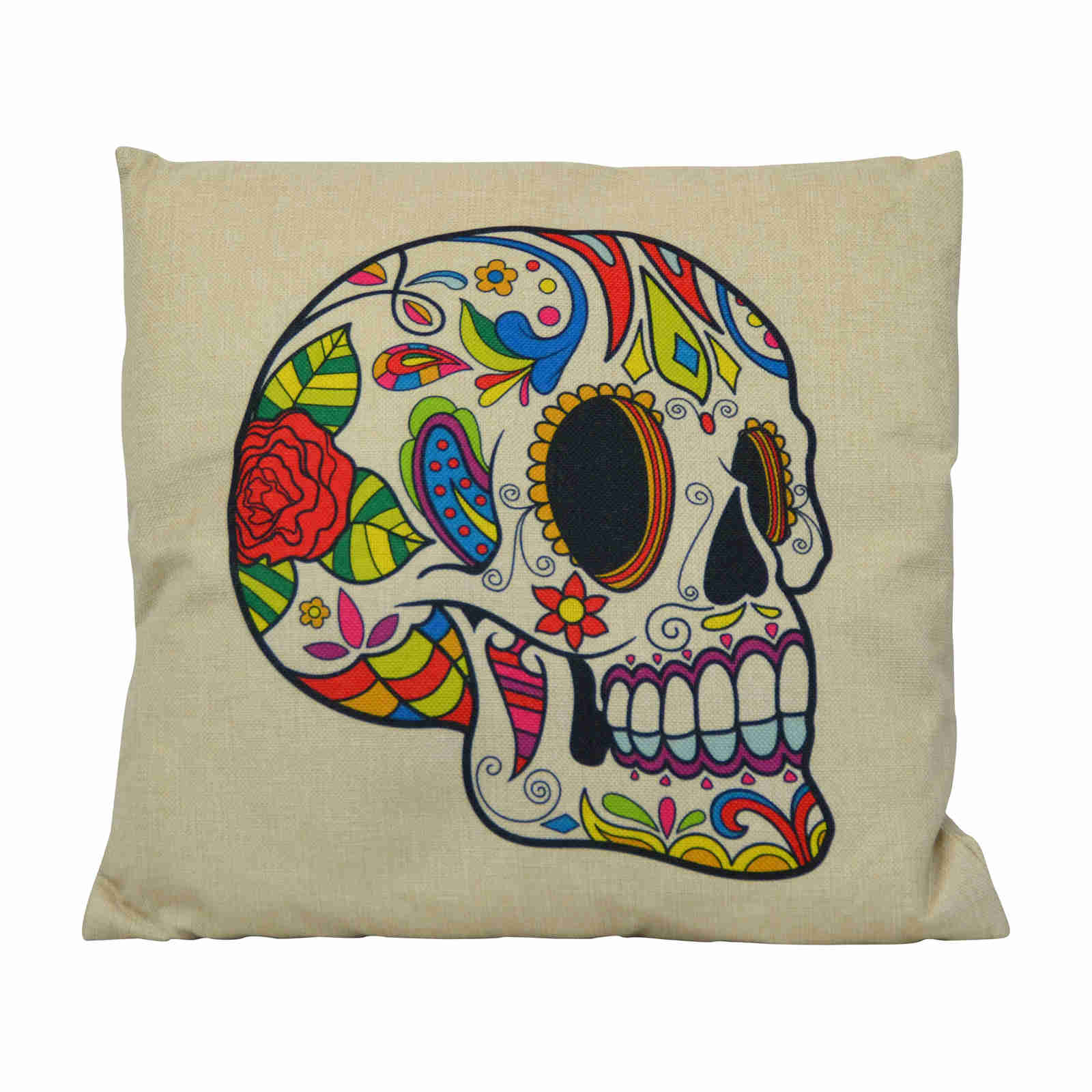 Coussin Mexican Skull Lux Garni En Coton 45x45