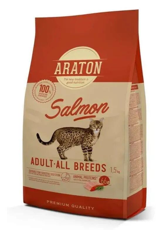 ARATON Croquette pour chat adulte Saumon 1,5 kg.