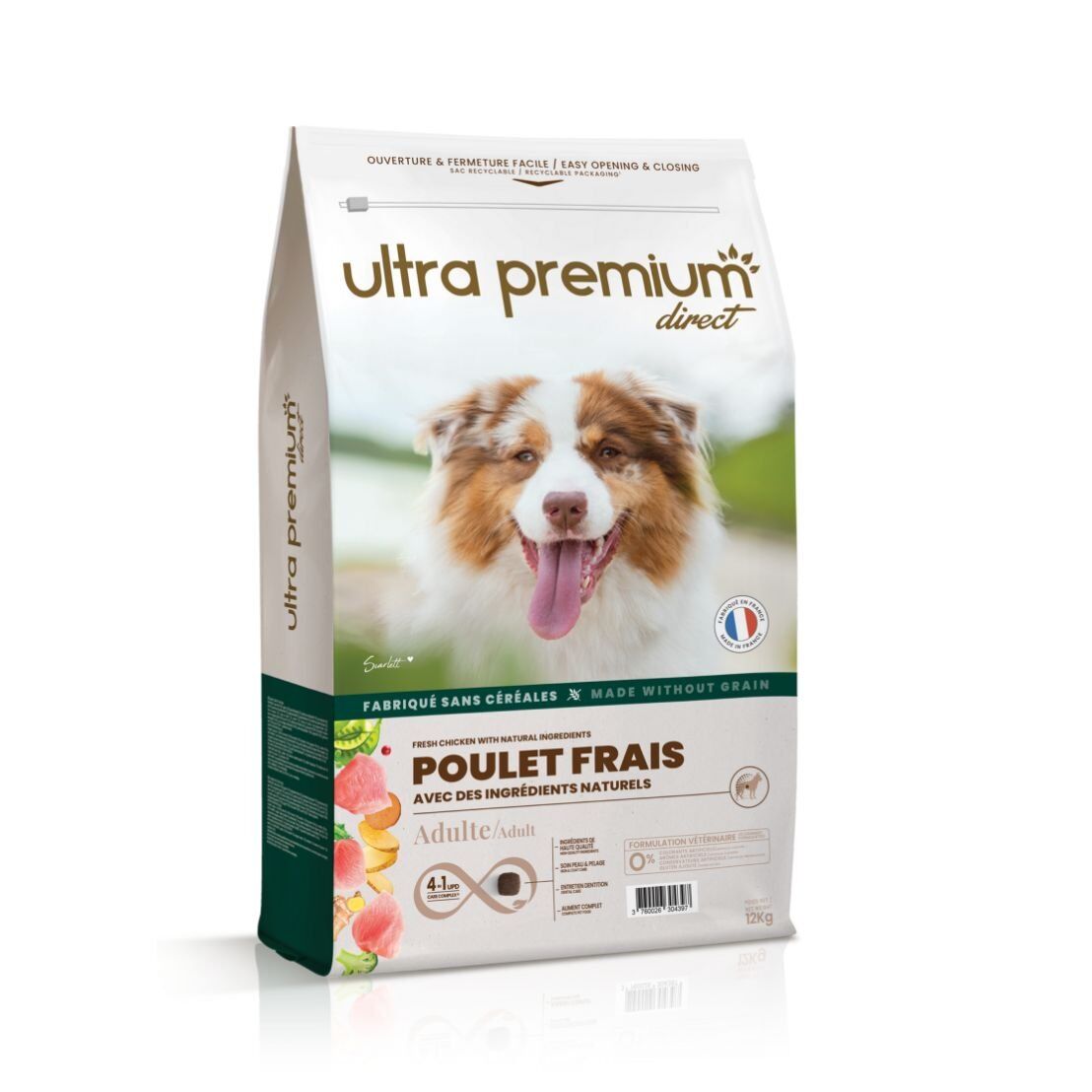 Ultra Premium Croquettes Pour Chien Sans Céréales Au Poulet Frais 12kg.