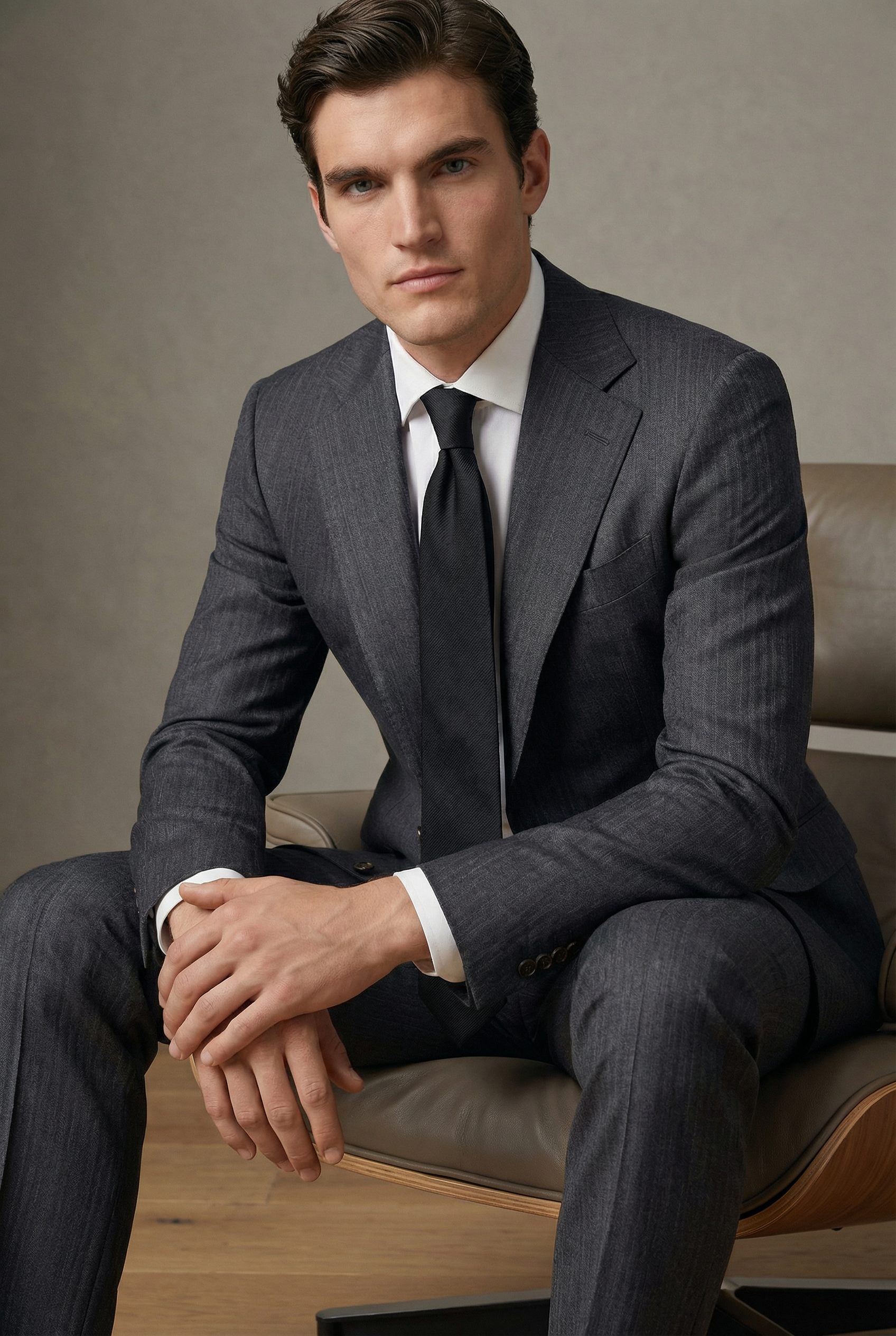 Arezzo Suit – Vitale Barberis Canonico – Grey Chevron – 100% Virgin Wool thumbnail 3