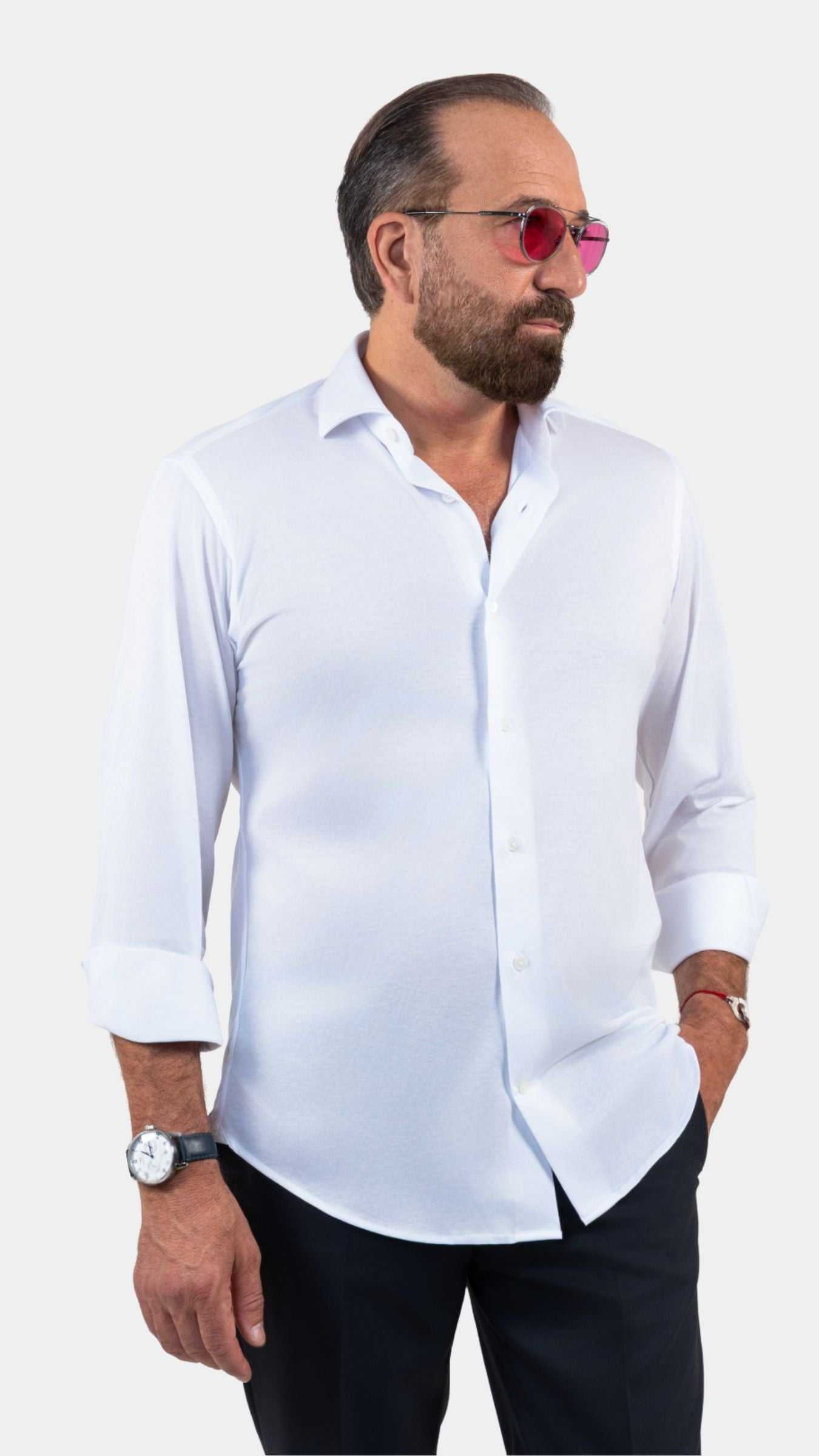 Cordone X Gabriel White Scottish Yarn Shirt