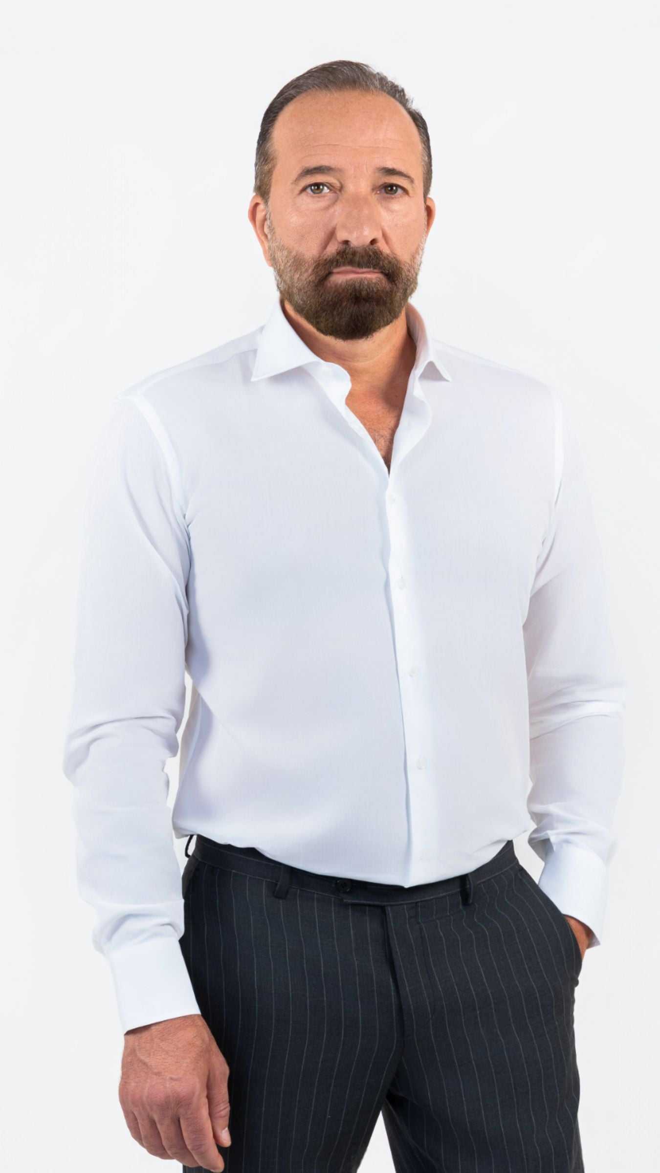 Cordone X Gabriel White Scottish Yarn Shirt