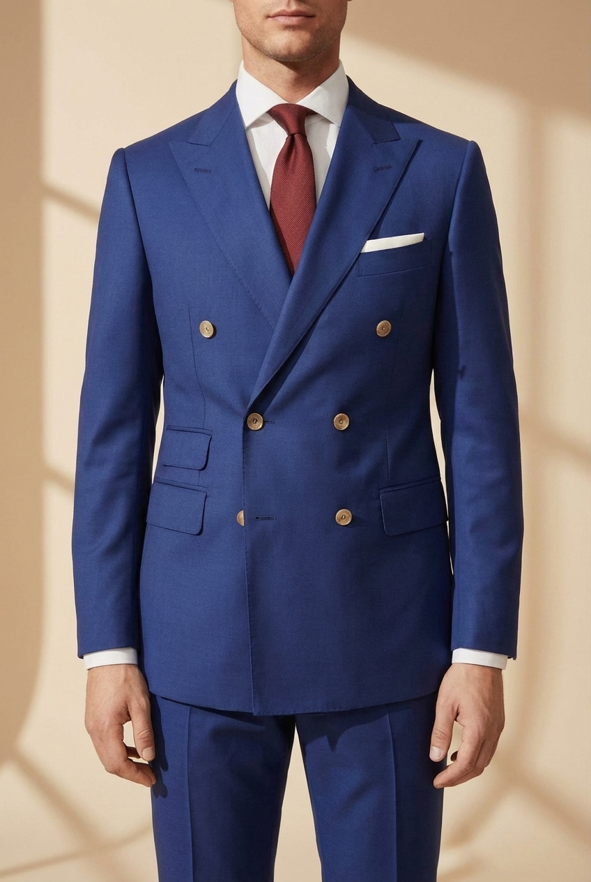 Genova Tailored Double-breasted Blazer – Royal Blue