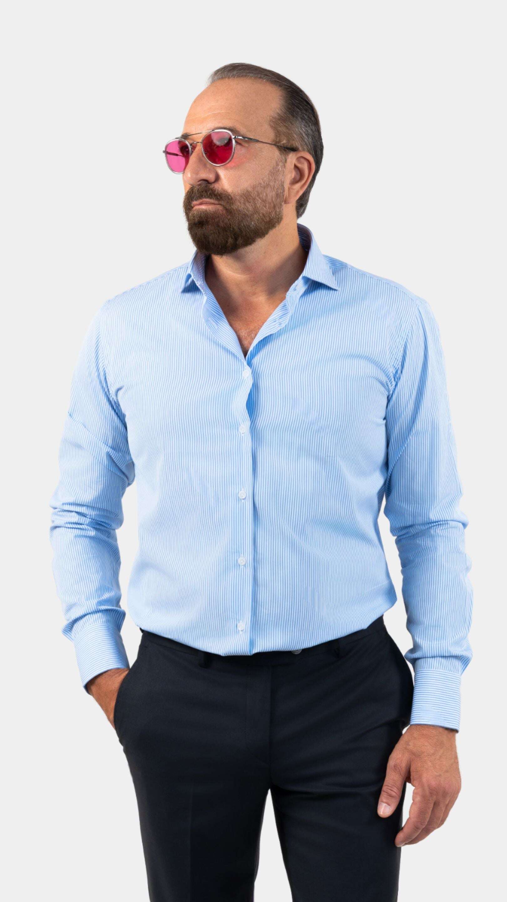 Napoli Sky-blue Striped Shirt