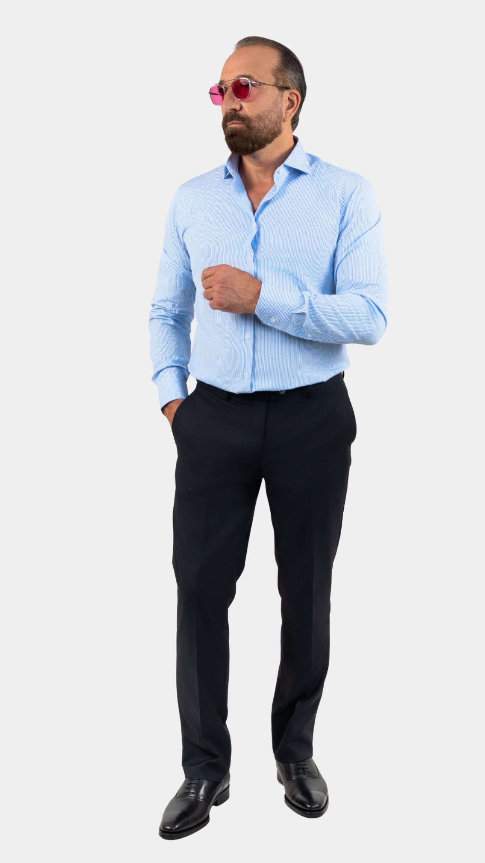 Napoli Sky-blue Striped Shirt