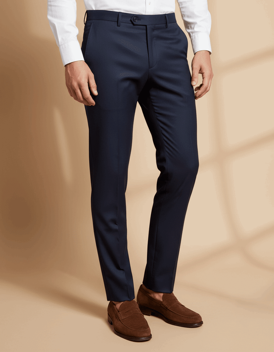 Navy Tailored Wool Trousers