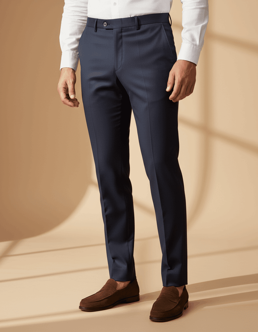 Navy Tailored Wool Trousers