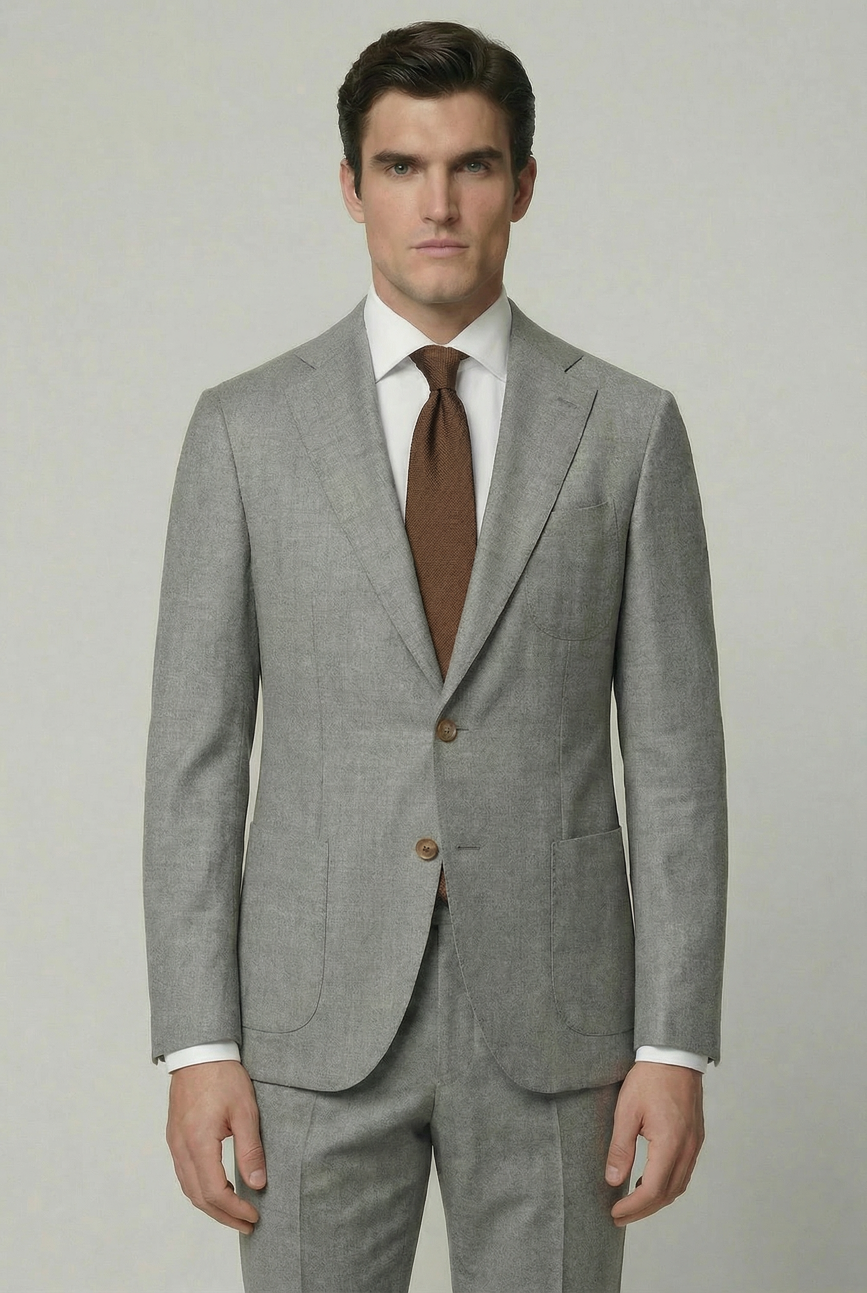 Arezzo Suit – Light Grey – Zignone Fabric – 96% Wool, 4% Cashmere