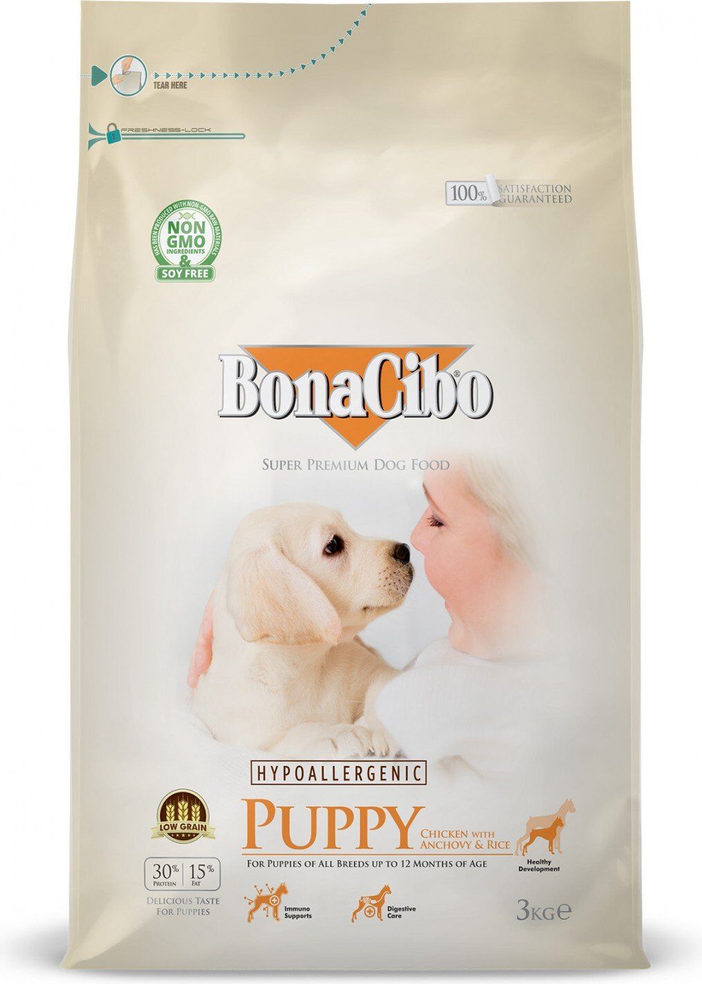 BonaCibo Croquette chiot au poulet 3kg