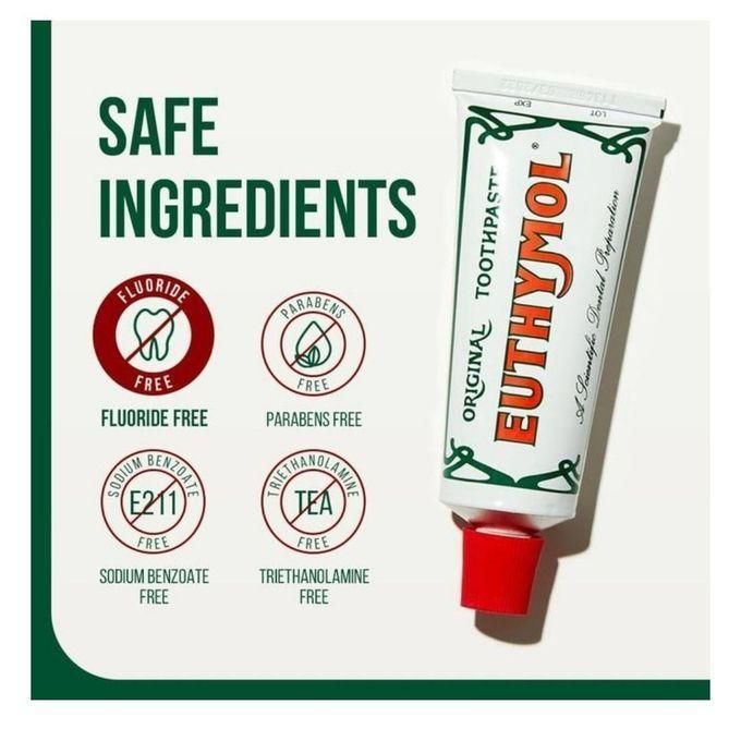 Dentifrice sans Fluorure, Anti-plaque, Antibactérien, Cavité Protection - 75ml