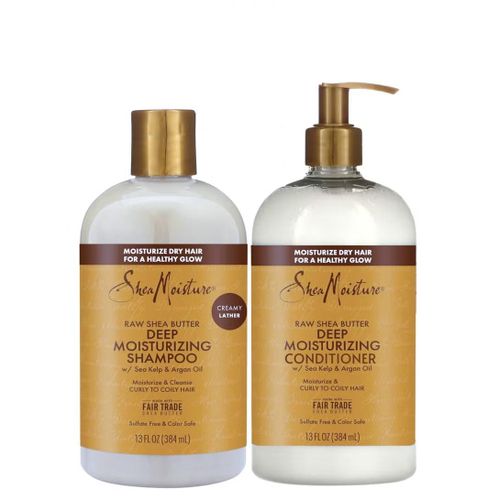 Shea Moisture Shampoing & Conditionner Réparateur au Beurre de Karité Brut et Argan