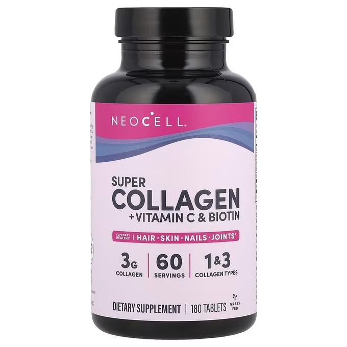 Super Collagène + Vitamine C avec Biotine - 180 Comprimes