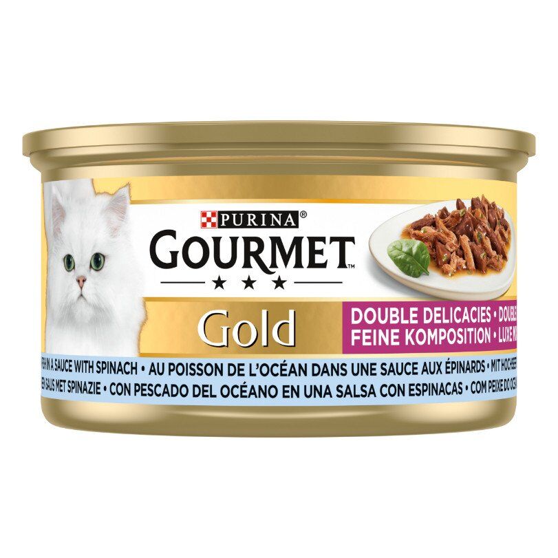 Gourmet Gold Luxury Mix au poisson de mer aux epinards en sauce pour chat