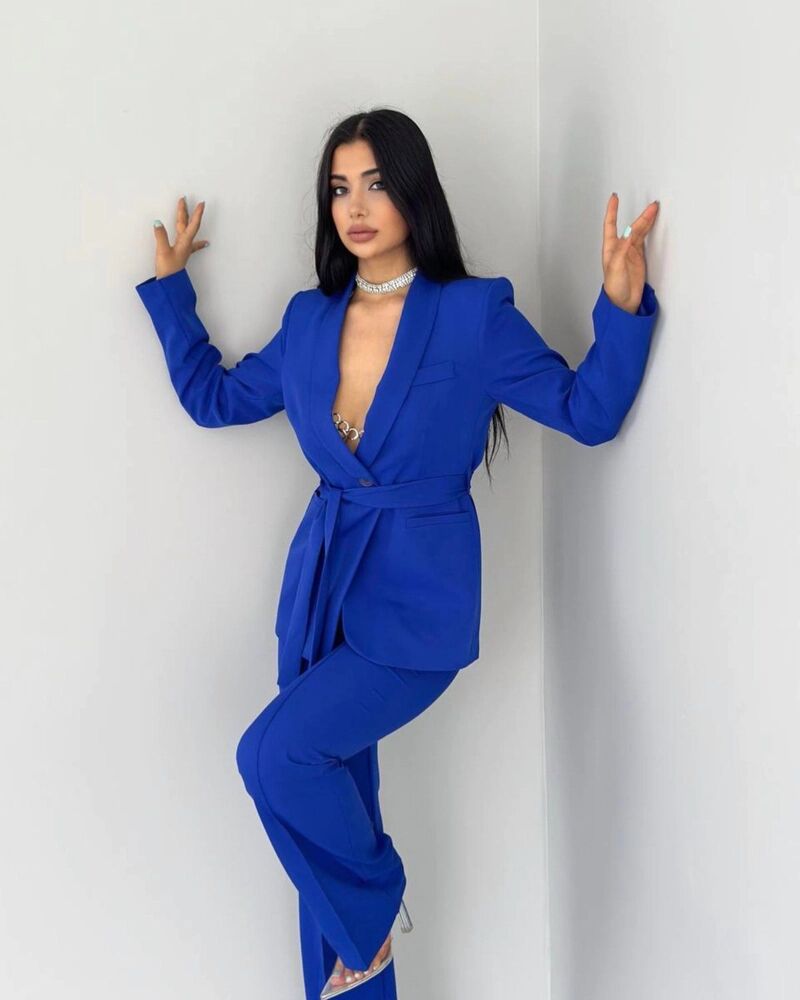 Ensemble Tailleur Importé Ceinturé - Importé De La Turquie thumbnail 4