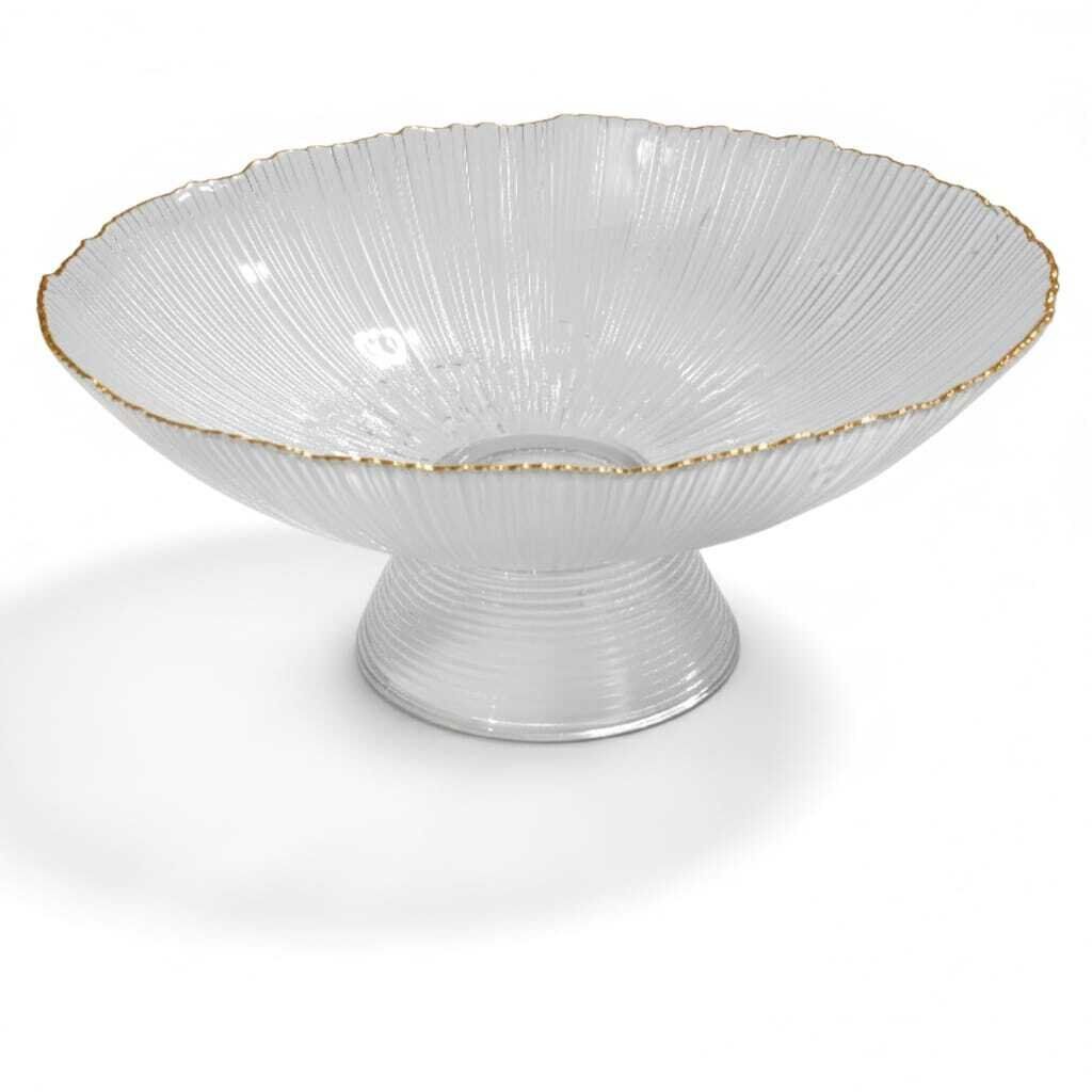 Coupe De Service En Cristal En Verre Transparent Avec Bordure Dorée thumbnail 3