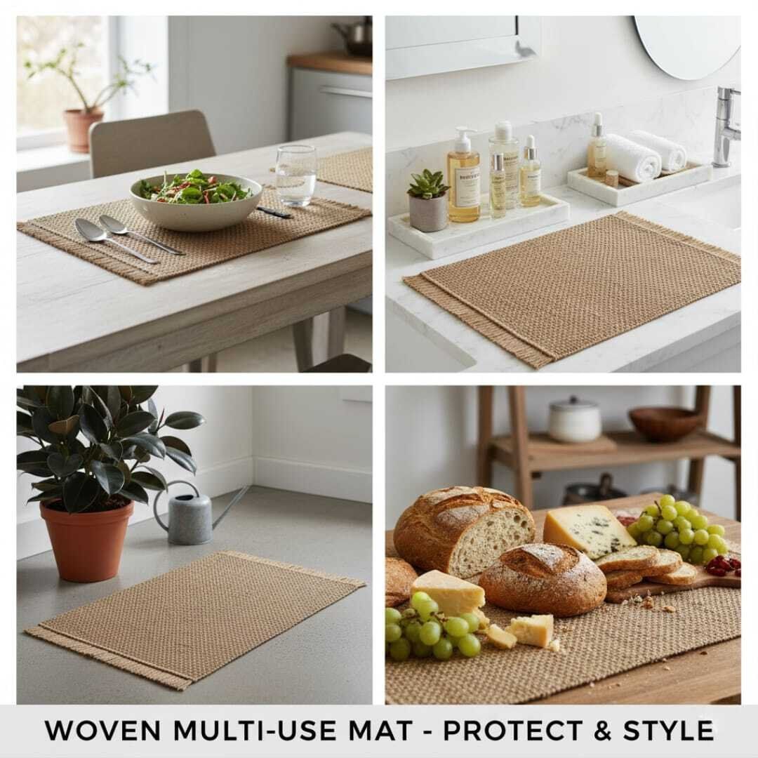 2 Sets De Table Rectangulaire Lavables En Rafia Naturelle - 43/30cm thumbnail 3