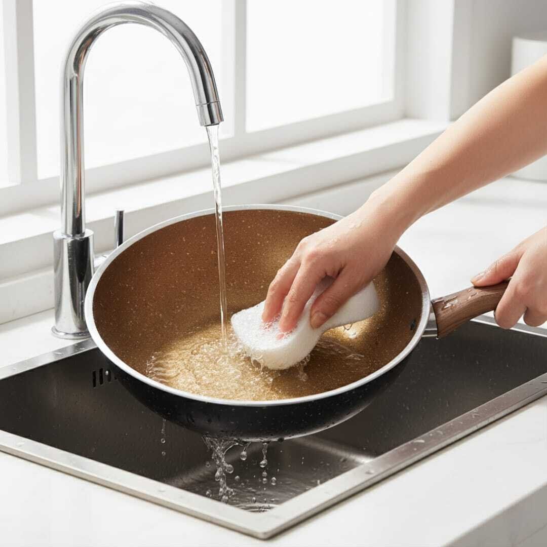 Duo 2 Poêles Wok 2 en 1 -Induction Anti Adhésif granit haute qualité Avec Poignée en bois thumbnail 3