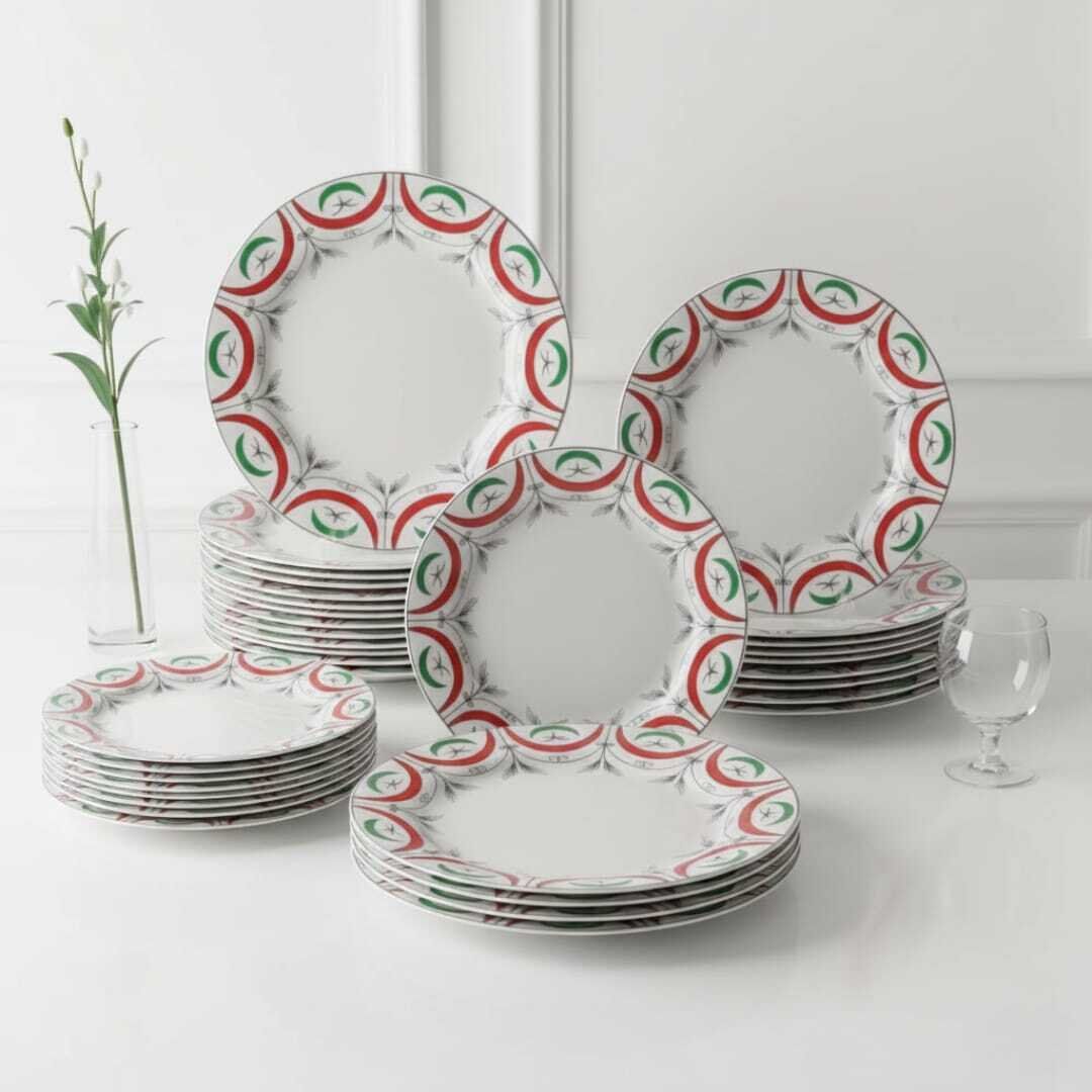 Service de table - 36 pièces - Porcelaine de haute qualité - Détails raffinés- Chic et élégant-passe au lave vaisselle