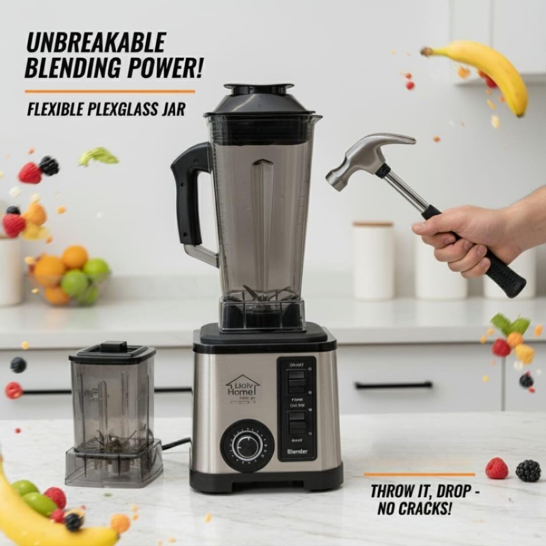 Blender 2 en 1 – 1000W – Bol 2.5L flexible Incassable – Mixage + Mini Bol pour Café & Épices