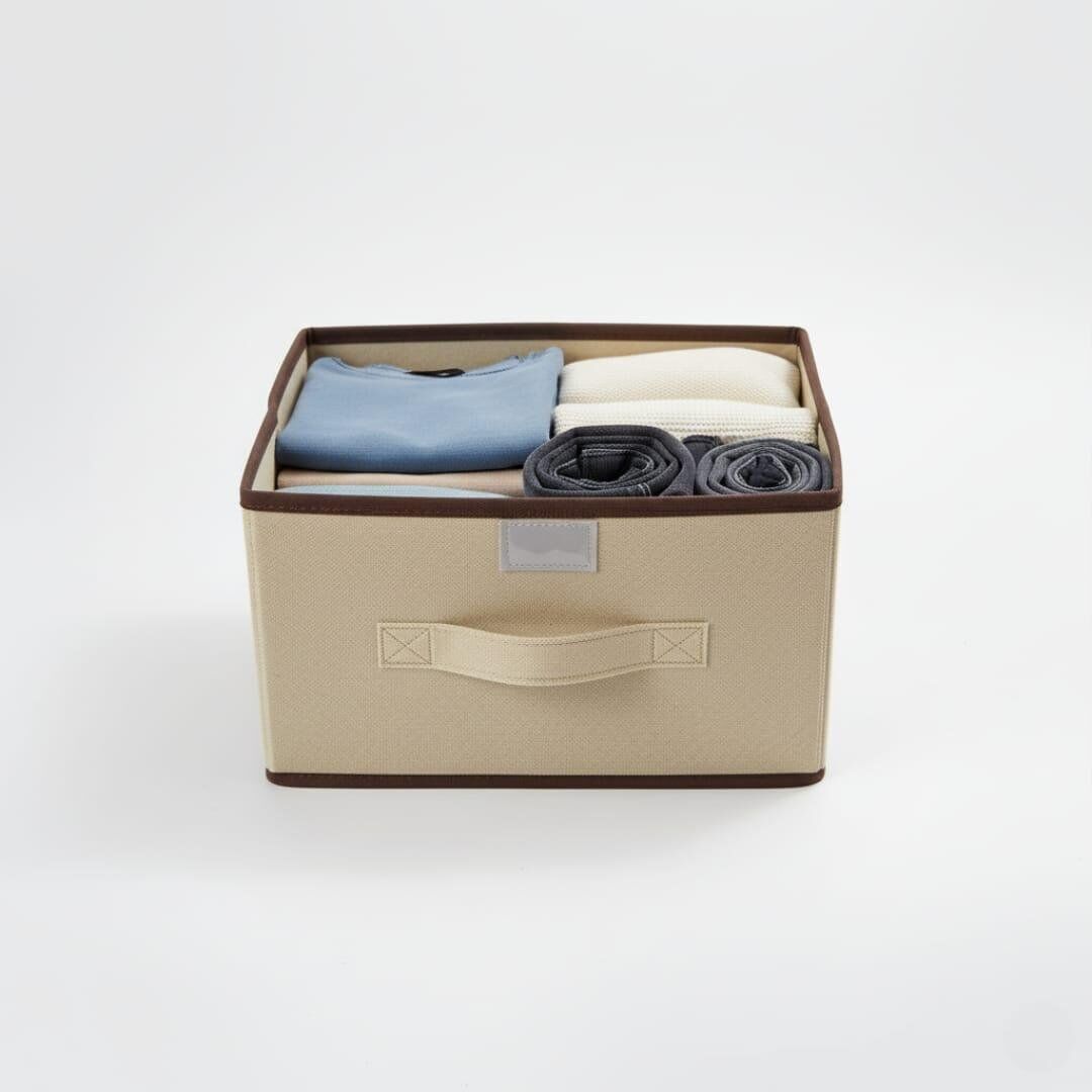 Lot de 2 boîtes de rangement pliables avec couvercle , pour étagères, tiroirs et placards 25/20/H15cm -couleurs aléatoires thumbnail 4