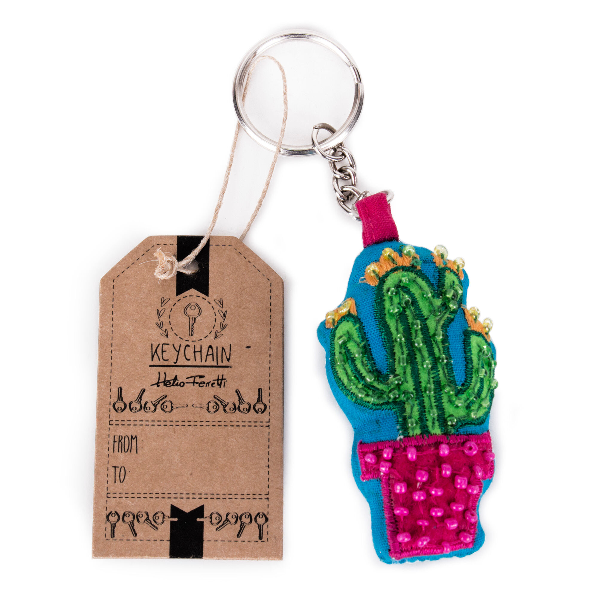 Boho Embroidery Key Chain-cactus