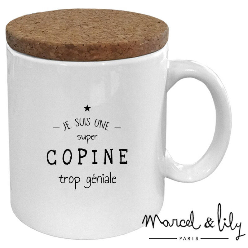 Mug Avec Son Couvercle En Liège Je Suis Une Super Copine Trop Géniale