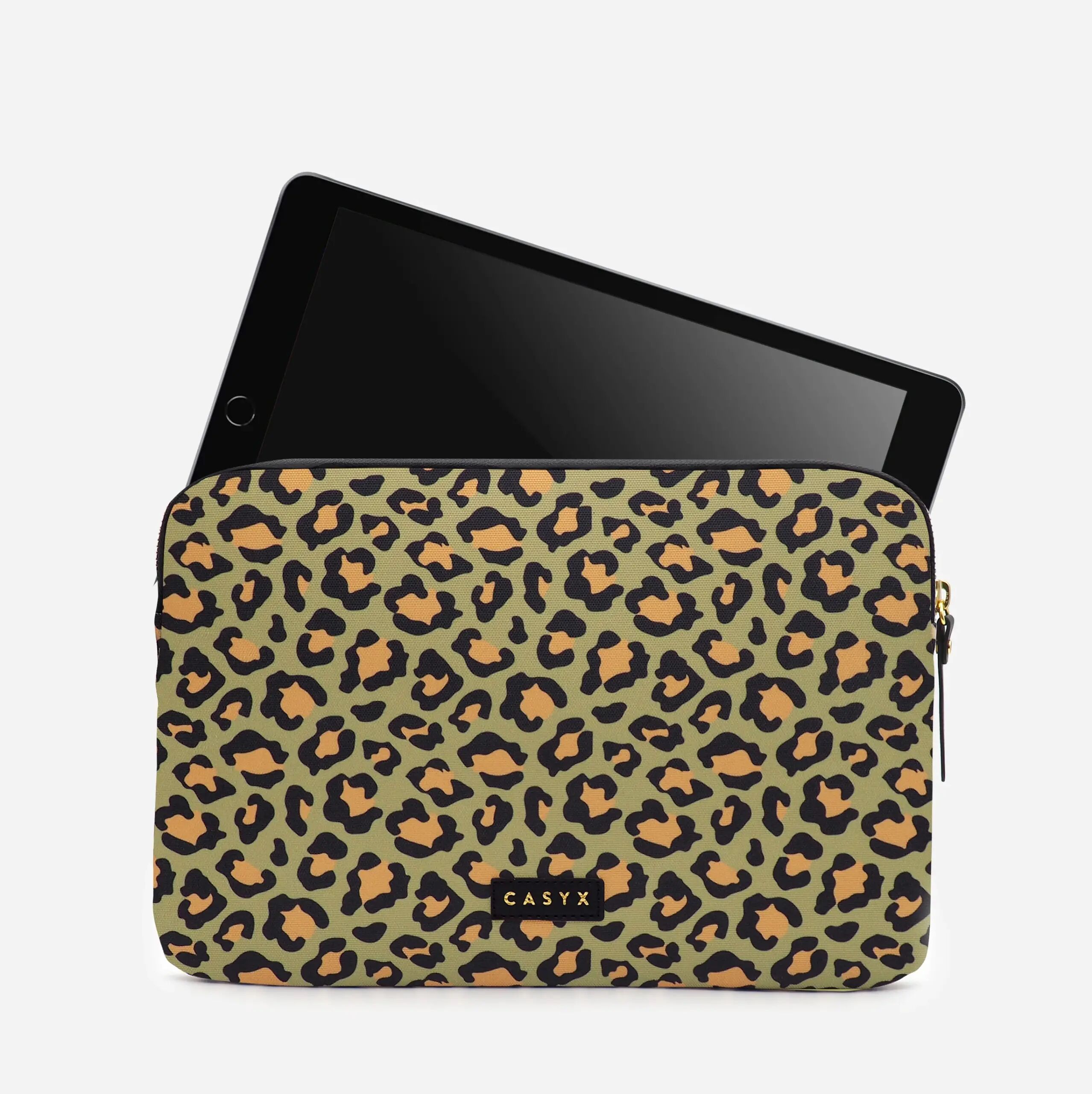 Pochette Ipad - Olive Leopard