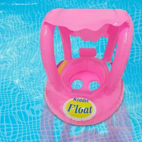 Bouée Gonflable Bébé avec Pare-Soleil – Flotteur Natation Rose pour Enfants thumbnail 3