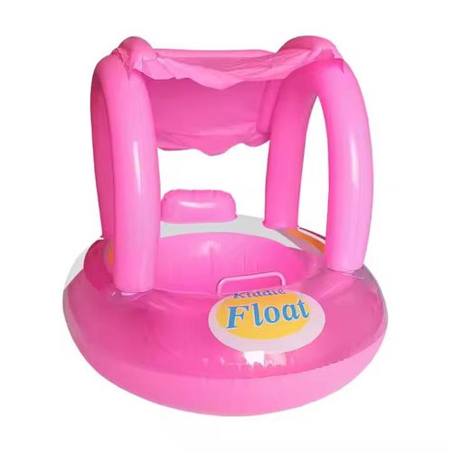 Bouée Gonflable Bébé avec Pare-Soleil – Flotteur Natation Rose pour Enfants thumbnail 4