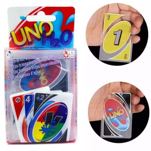 Jeu de Société UNO H2O en Plastique PVC Transparent pour Enfant, Cartes à Jouer, imperméables, Cadeaux dAnniversaire