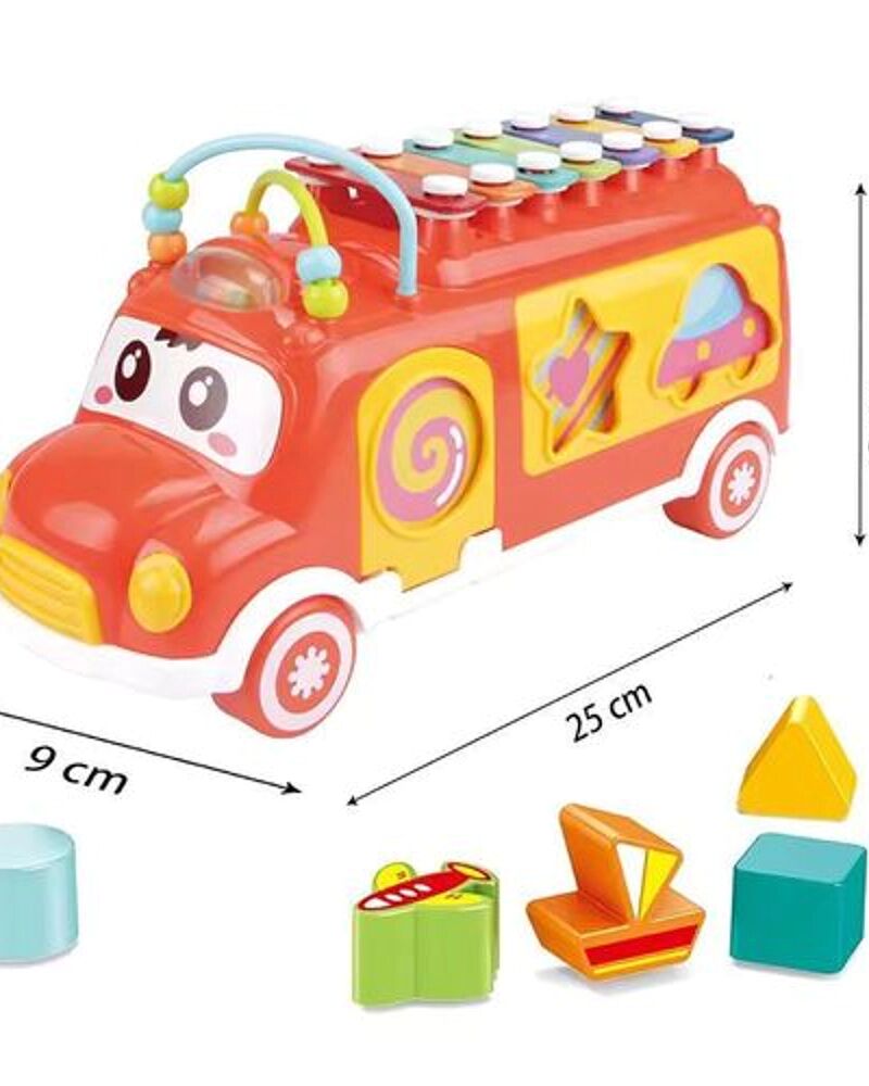 Bus Musical D’éveil avec Xylophone et Formes à Encastrer – 18 Mois et Plus