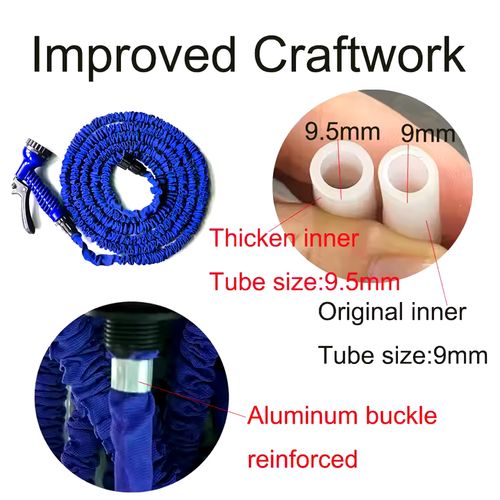 Tuyau d’Arrosage Extensible 30 m avec Pistolet Multijet – Plastique, Bleu thumbnail 3