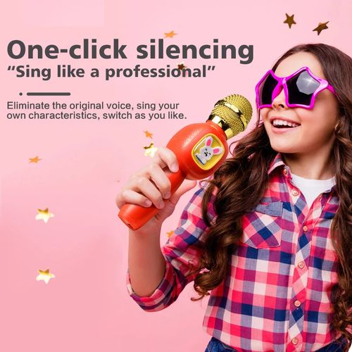 Microphone Karaoké Enfant Bluetooth avec Changeur de Voix et Enregistrement Vocal