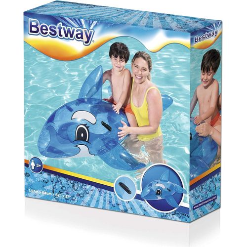 Bouée Gonflable - Dauphin - Bleu Transparent - 157 x 94 cm - avec Poignées