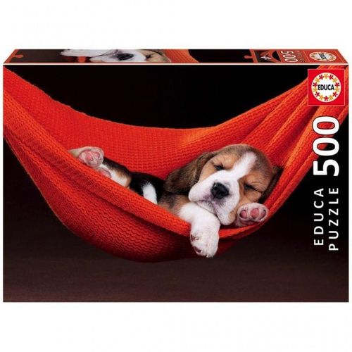 Puzzle de 500 Pièces pour Enfants - Chiot Sieste dans un Hamac