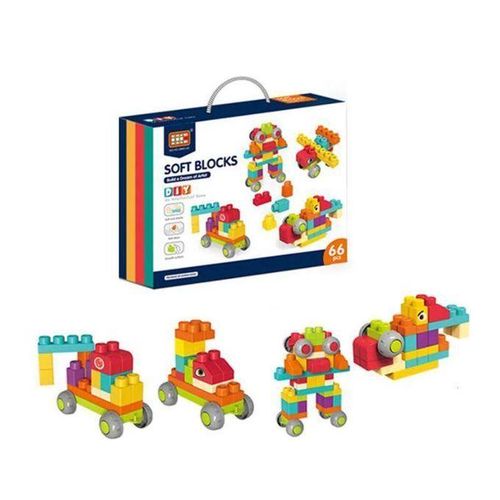 Blocs de Construction Souples 66 Pièces – Montessori, Empilables, 18 Mois et Plus