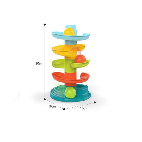 Tour à Balles 4 Niveaux avec 3 Balles – Jouet d’Éveil pour Tout-Petits 1 à 4 ans