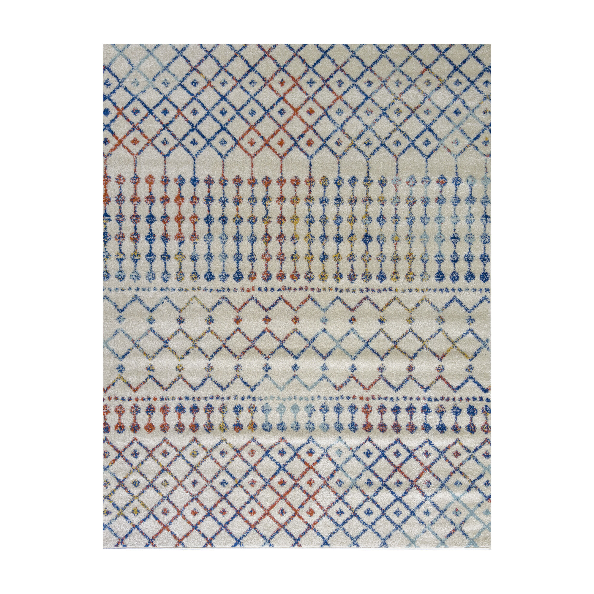 Tapis ELMA Crème, Bleu, Orange