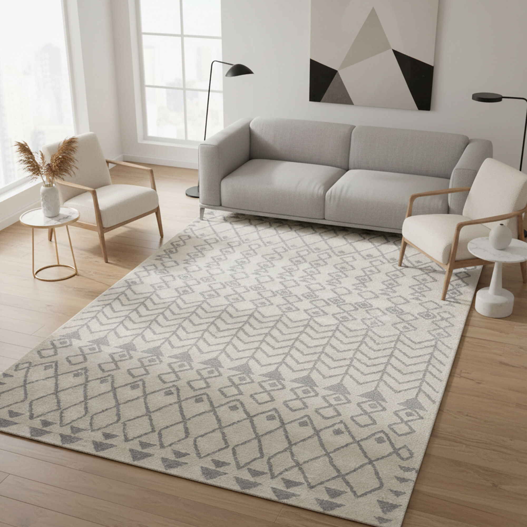 Tapis REZA Beige, Gris