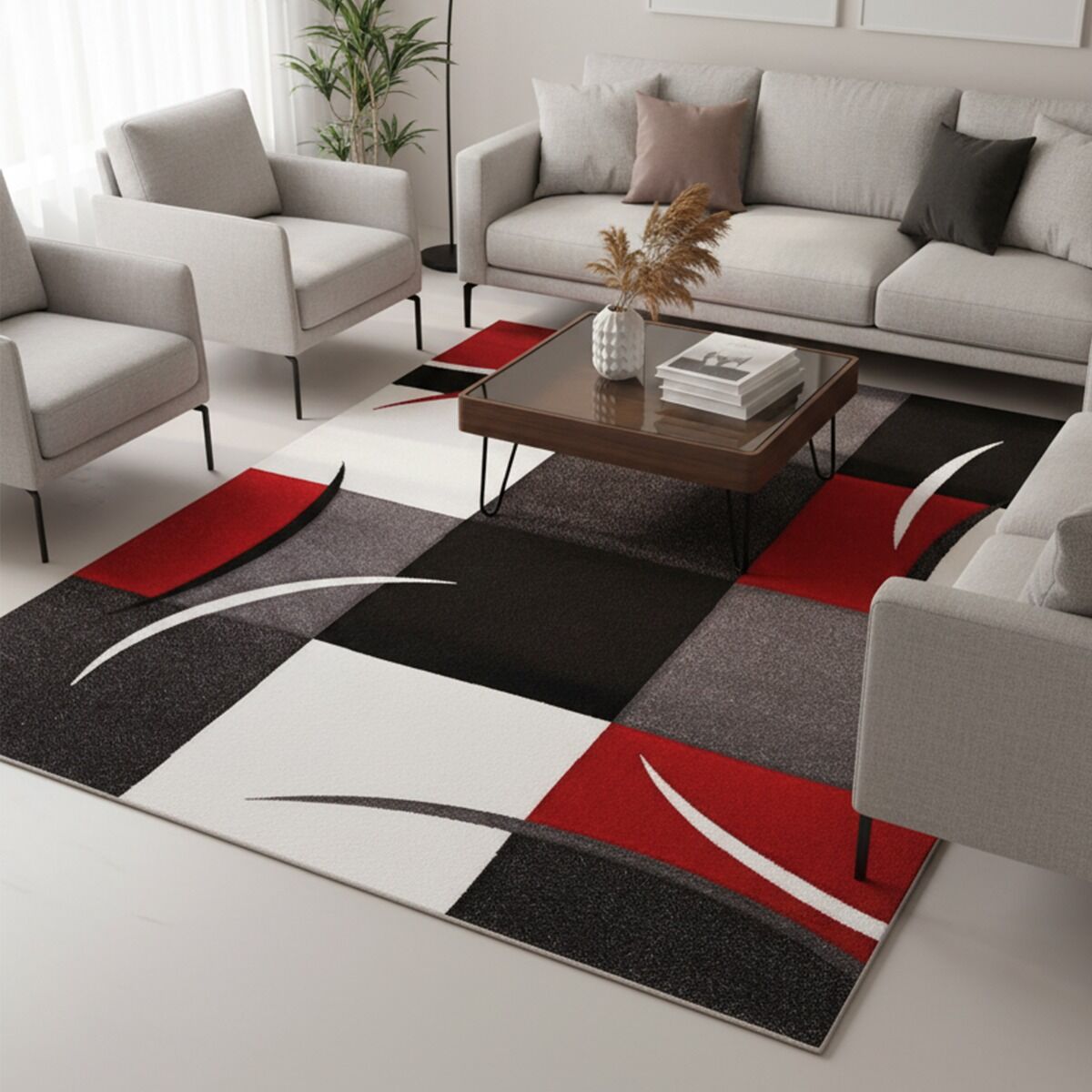 Tapis DIAMOND COMMA Rouge thumbnail 1